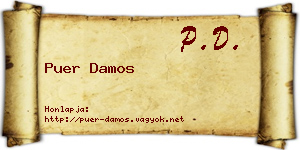 Puer Damos névjegykártya